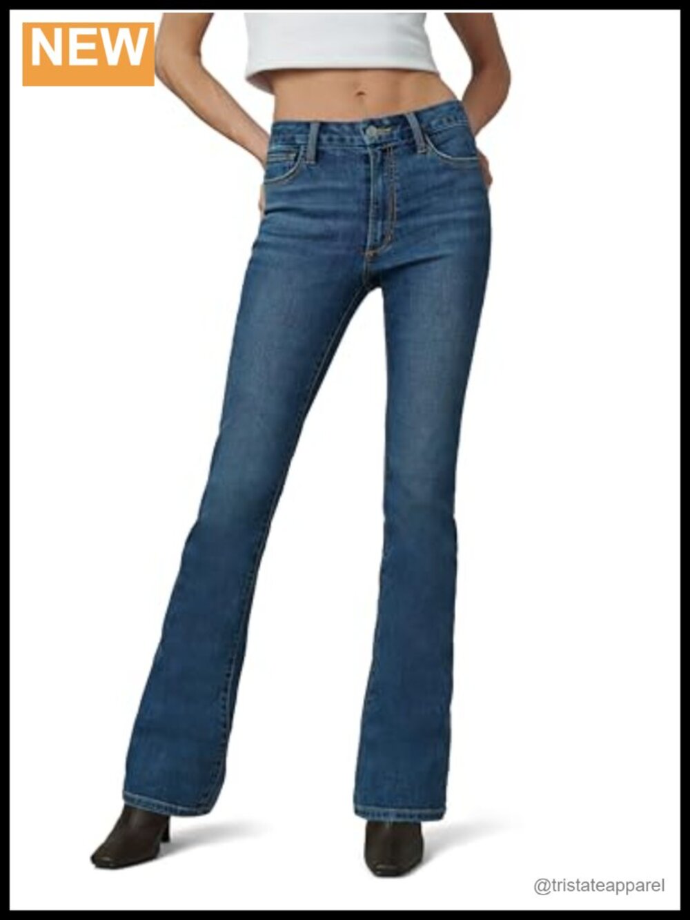 High Rise Bootcut Jeans Fitted Flat Front Denim Fall